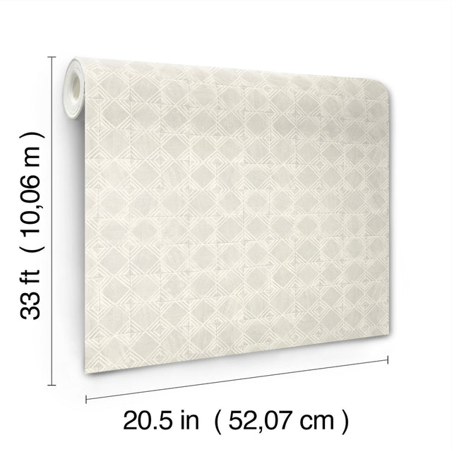 Button Block Light Grey Geometric Wallpaper with Farmhouse Geometric Pattern - Chesapeake 3125-72309