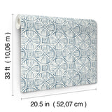 Sandee Navy Medallion Wallpaper with Modern Graphic Medallions - Chesapeake 3125-72310