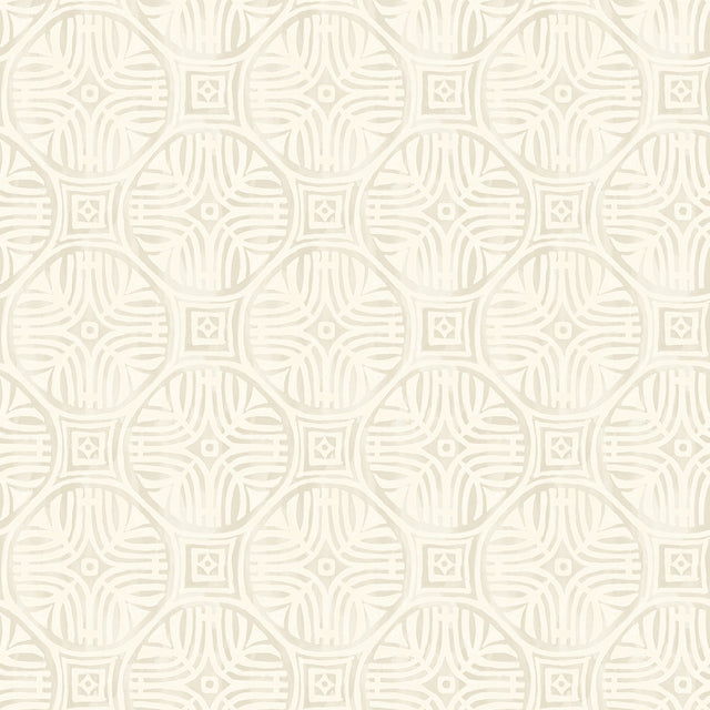Sandee Dove Medallion Neutral Wallpaper with Modern Graphic Medallions - Chesapeake 3125-72311