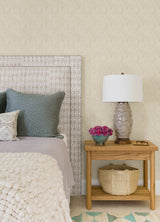 Sandee Dove Medallion Neutral Wallpaper with Modern Graphic Medallions - Chesapeake 3125-72311