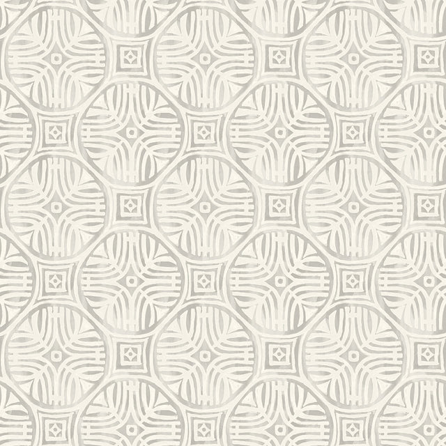 Sandee Grey Medallion Wallpaper with Modern Graphic Medallions - Chesapeake 3125-72313