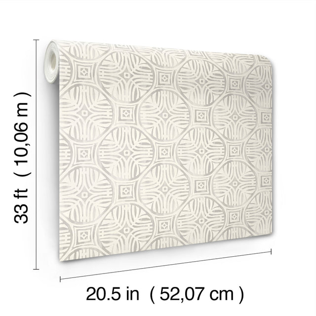 Sandee Grey Medallion Wallpaper with Modern Graphic Medallions - Chesapeake 3125-72313