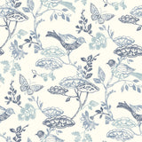 Malmo Blue Trail Wallpaper with Birds and Butterflies Farmhouse Sure Strip - Chesapeake 3125-72316