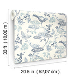 Malmo Blue Trail Wallpaper with Birds and Butterflies Farmhouse Sure Strip - Chesapeake 3125-72316