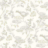 Malmo Grey Trail Wallpaper with Birds and Butterflies Pattern - Chesapeake 3125-72317