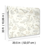 Malmo Grey Trail Wallpaper with Birds and Butterflies Pattern - Chesapeake 3125-72317