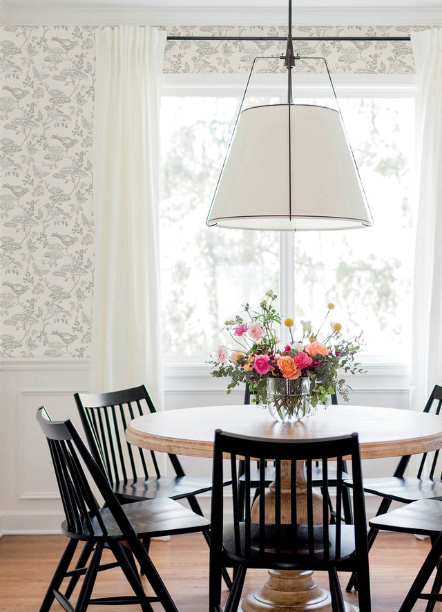 Malmo Grey Trail Wallpaper with Birds and Butterflies Pattern - Chesapeake 3125-72317