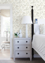 Malmo Grey Trail Wallpaper with Birds and Butterflies Pattern - Chesapeake 3125-72317