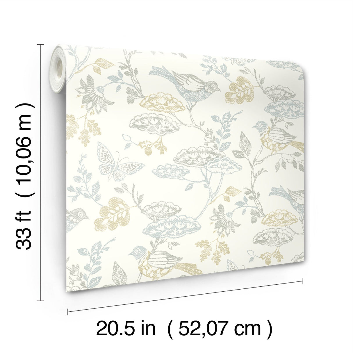 Malmo Multicolor Trail Wallpaper with Birds Farmhouse Sure Strip - Chesapeake 3125-72318