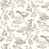 Malmo Black Trail Wallpaper with Birds and Butterfly Farmhouse Pattern - Chesapeake 3125-72319