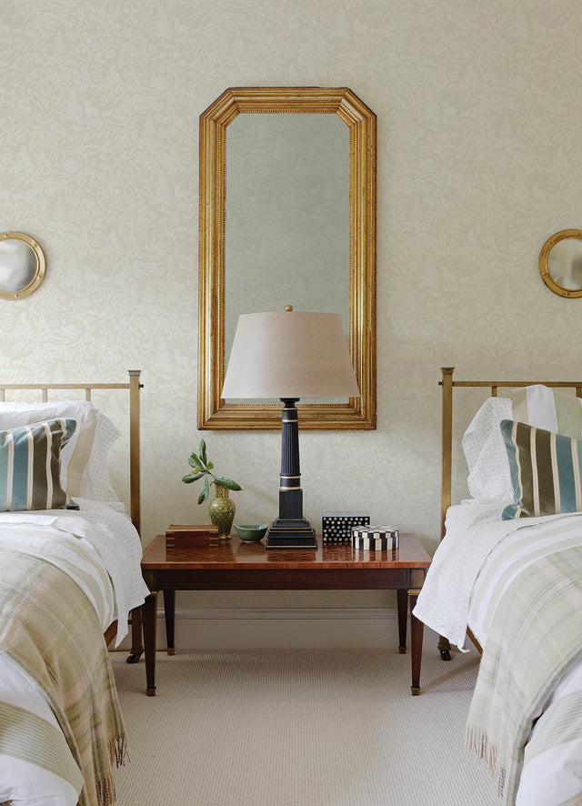 Alrick Dove Forest Venture Wallpaper with Woodland Animal Silhouette in Off-White - Brewster 3125-72320