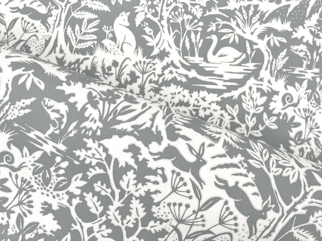 Alrick Charcoal Forest Venture Wallpaper with Woodland Animals Motif - Chesapeake 3125-72321