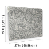 Alrick Charcoal Forest Venture Wallpaper with Woodland Animals Motif - Chesapeake 3125-72321
