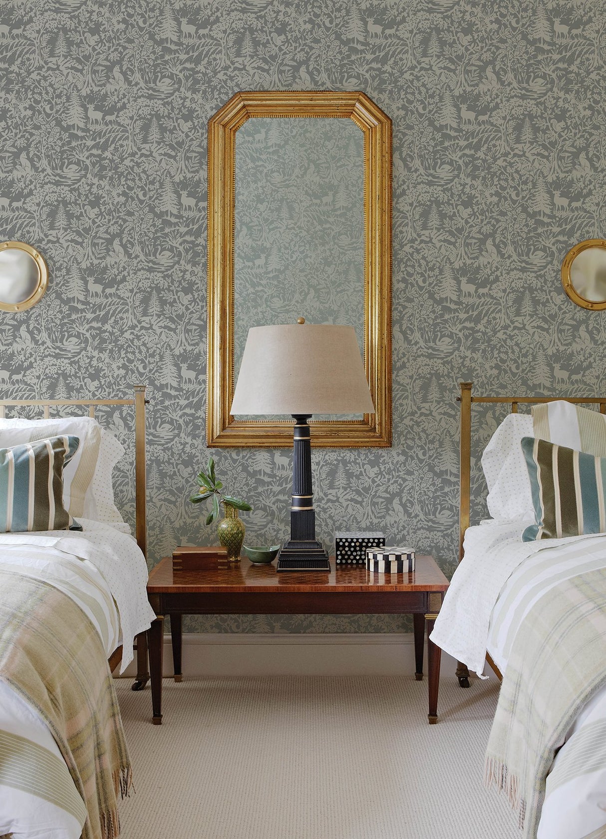 Alrick Charcoal Forest Venture Wallpaper with Woodland Animals Motif - Chesapeake 3125-72321
