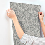 Alrick Charcoal Forest Venture Wallpaper with Woodland Animals Motif - Chesapeake 3125-72321