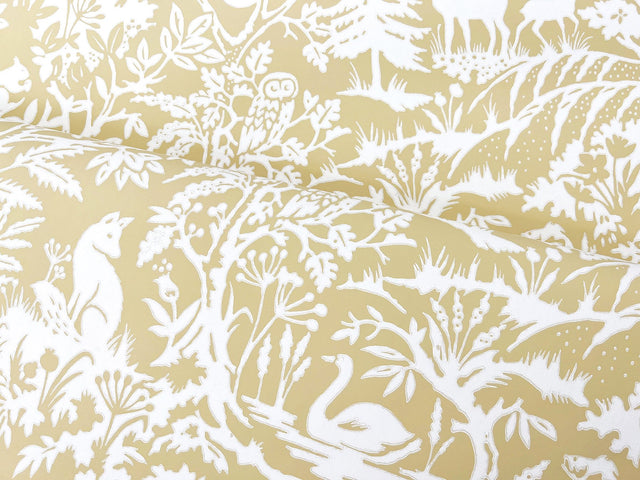 Alrick Mustard Forest Venture Wallpaper with Farmhouse Animals Motif - Chesapeake 3125-72322