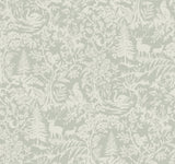 Alrick Sage Forest Venture Wallpaper with Woodland Animals in Farmhouse Style - Chesapeake 3125-72323