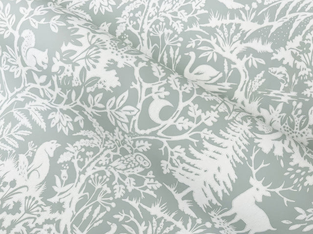 Alrick Sage Forest Venture Wallpaper with Woodland Animals in Farmhouse Style - Chesapeake 3125-72323