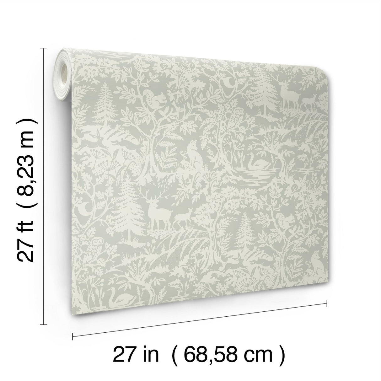 Alrick Sage Forest Venture Wallpaper with Woodland Animals in Farmhouse Style - Chesapeake 3125-72323
