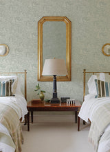 Alrick Sage Forest Venture Wallpaper with Woodland Animals in Farmhouse Style - Chesapeake 3125-72323