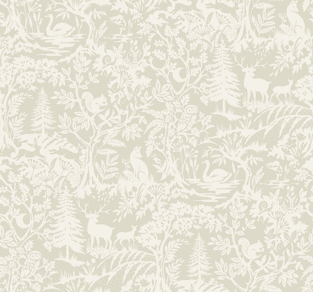 Alrick Taupe Forest Venture Wallpaper with Animals Motif - Chesapeake 3125-72325