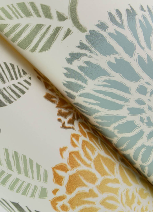 Zalipie Apricot Floral Trail Wallpaper with Bohemian Botanical Flower Motif - Brewster 3125-72326