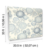 Zalipie Blue Floral Trail Wallpaper with Botanical Flower Pattern, Bohemian Sure Strip - Chesapeake 3125-72328