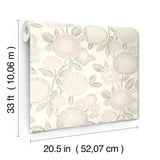Zalipie Blush Floral Trail Wallpaper with Botanical Floral Motif, Bohemian Style - Chesapeake 3125-72329