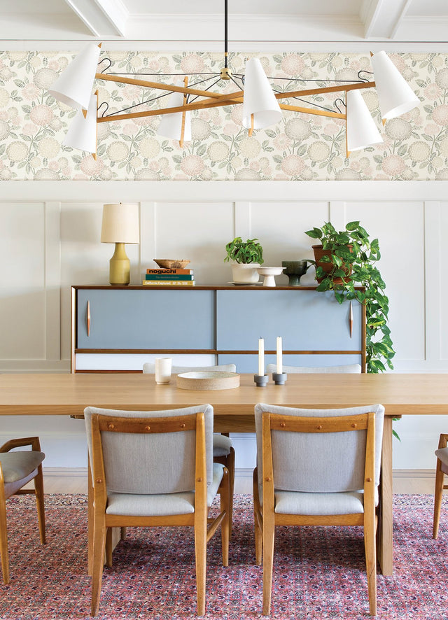 Zalipie Blush Floral Trail Wallpaper with Botanical Floral Motif, Bohemian Style - Chesapeake 3125-72329