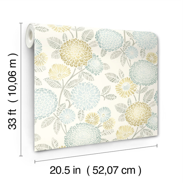 Zalipie Lime Floral Trail Wallpaper with Botanical Flowers Motif - Chesapeake 3125-72330