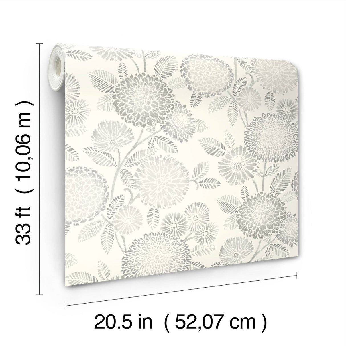 Zalipie Grey Floral Trail Wallpaper with Botanical Flowers Motif - Chesapeake 3125-72331
