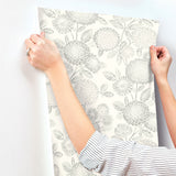 Zalipie Grey Floral Trail Wallpaper with Botanical Flowers Motif - Chesapeake 3125-72331