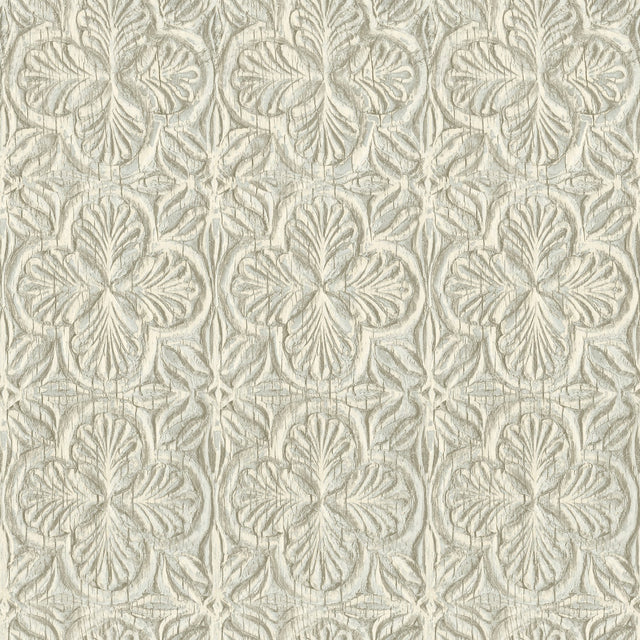 Karachi Aqua Wooden Damask Wallpaper with Farmhouse Graphic Damask Pattern - Chesapeake 3125-72335