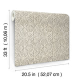 Karachi Taupe Wooden Damask Wallpaper with Farmhouse Wooden Damask Pattern - Chesapeake 3125-72336