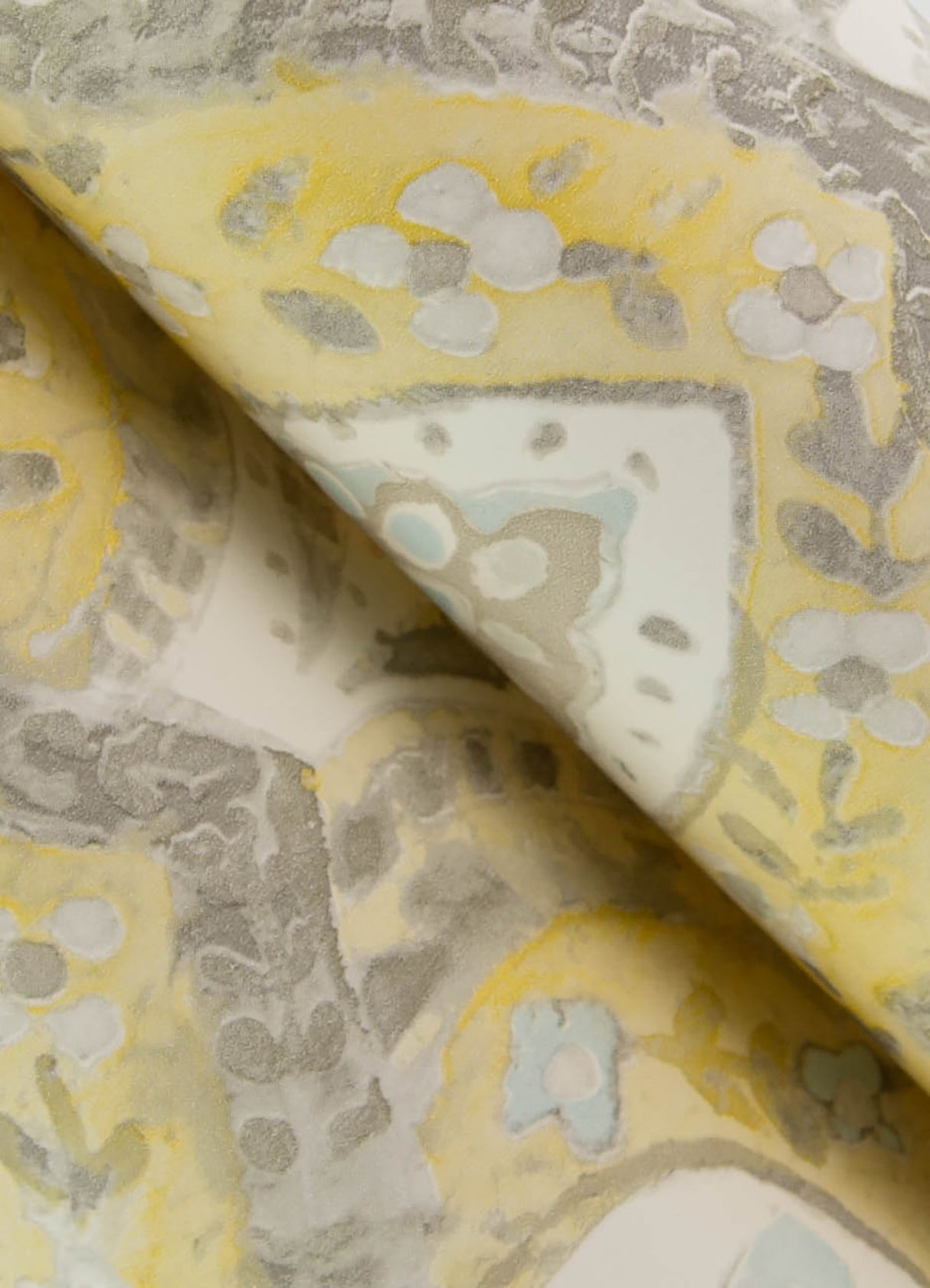 Mimir Mustard Quilted Damask Wallpaper with Farmhouse Botanical Motif - Chesapeake 3125-72338
