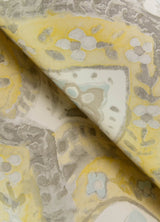 Mimir Mustard Quilted Damask Wallpaper with Farmhouse Botanical Motif - Chesapeake 3125-72338