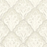 Mimir Dove Quilted Damask Wallpaper with Quilted Damask Botanical Motif - Chesapeake 3125-72339