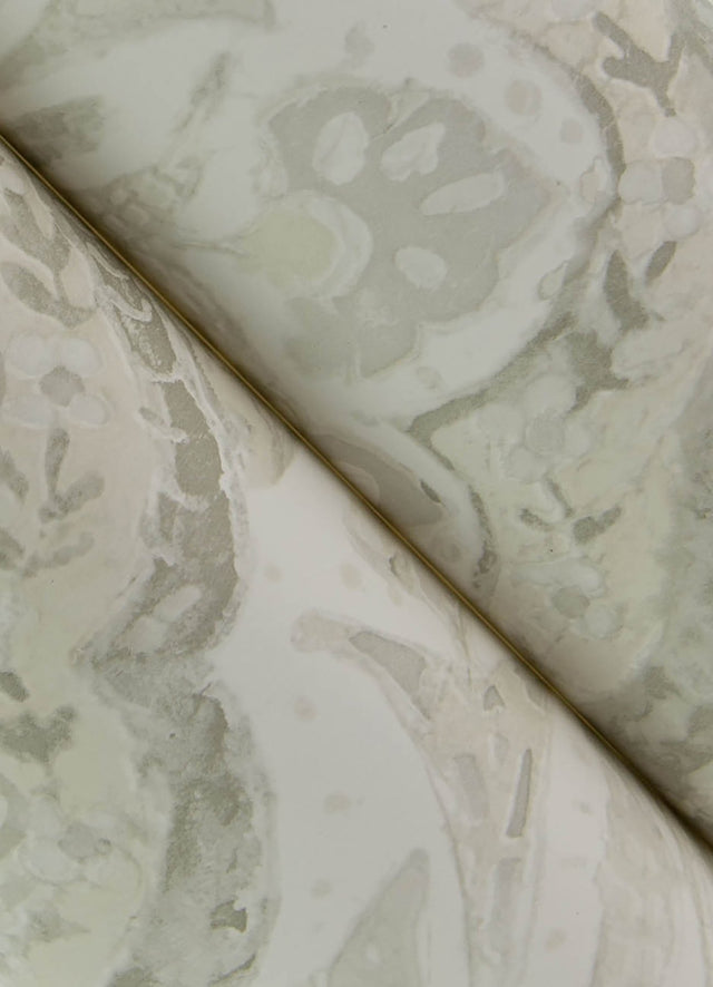 Mimir Dove Quilted Damask Wallpaper with Quilted Damask Botanical Motif - Chesapeake 3125-72339