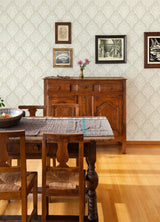 Mimir Dove Quilted Damask Wallpaper with Quilted Damask Botanical Motif - Chesapeake 3125-72339