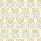 Cathal Mustard Tulip Block Print Wallpaper with Botanical Scandinavian Motif - Chesapeake 3125-72342