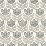 Cathal Charcoal Tulip Block Print Wallpaper with Scandinavian Botanical Floral Pattern - Chesapeake 3125-72343
