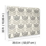 Cathal Charcoal Tulip Block Print Wallpaper with Scandinavian Botanical Floral Pattern - Chesapeake 3125-72343