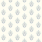 Kova Blue Floral Crest Wallpaper with Botanical Farmhouse Style - Chesapeake 3125-72347