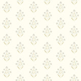 Kova Yellow Floral Crest Wallpaper with Botanical Floral Pattern, Farmhouse Style - Chesapeake 3125-72348