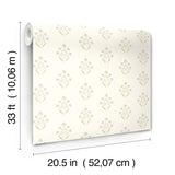 Kova Yellow Floral Crest Wallpaper with Botanical Floral Pattern, Farmhouse Style - Chesapeake 3125-72348