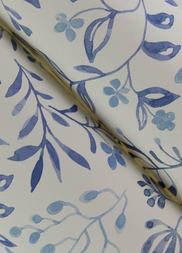 Tarragon Blue Dainty Meadow Wallpaper with Botanical Floral Pattern - Chesapeake 3125-72352