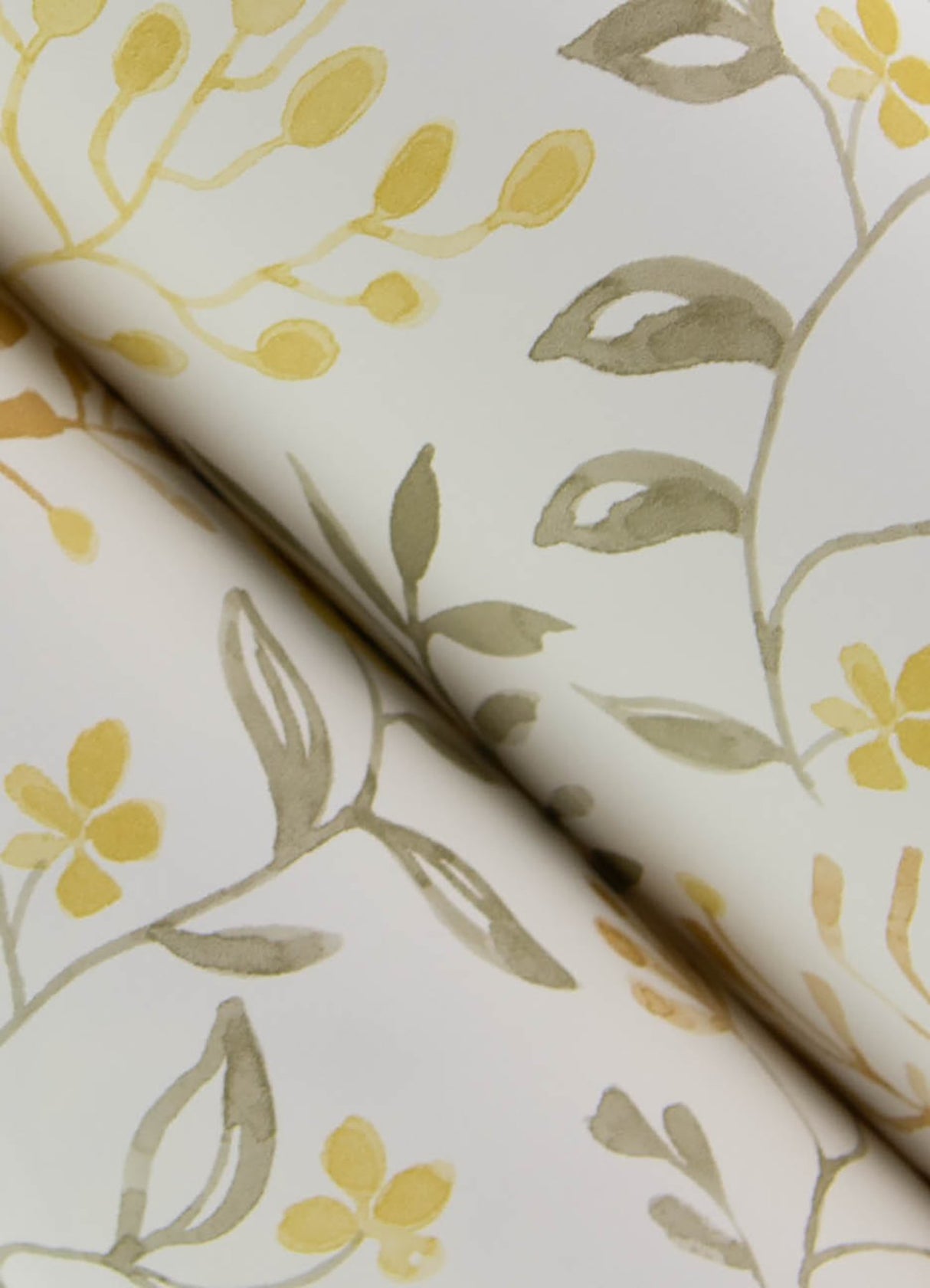 Tarragon Honey Dainty Meadow Wallpaper with Botanical Floral Motif - Chesapeake 3125-72354