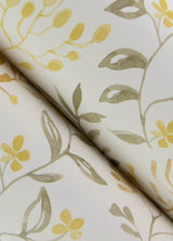 Tarragon Honey Dainty Meadow Wallpaper with Botanical Floral Motif - Chesapeake 3125-72354