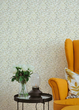 Tarragon Honey Dainty Meadow Wallpaper with Botanical Floral Motif - Chesapeake 3125-72354
