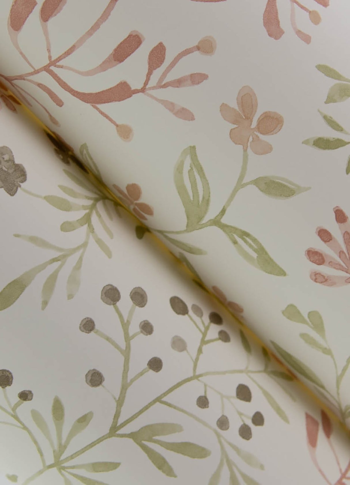 Tarragon Blush Dainty Meadow Wallpaper with Farmhouse Botanical Floral Pattern - Chesapeake 3125-72355